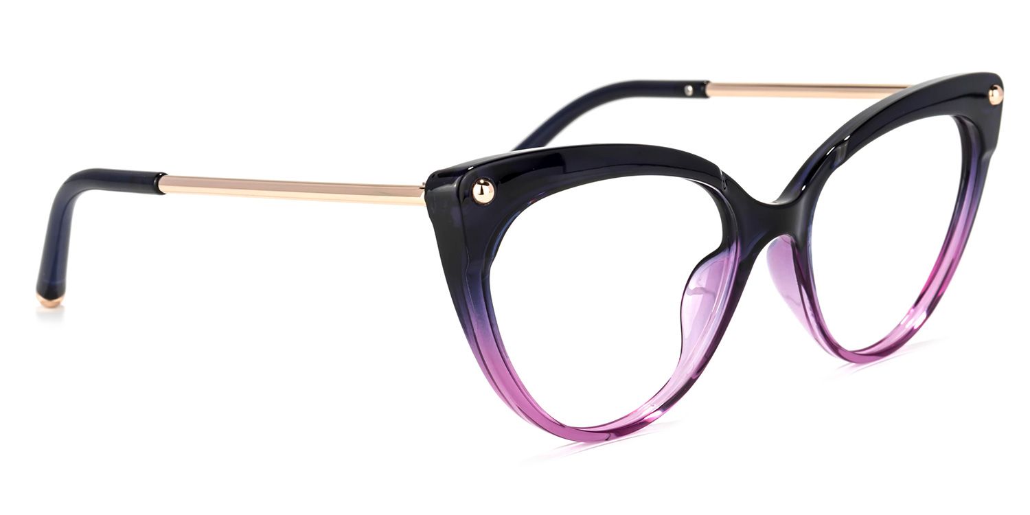 Alivia Cat Eye Purple Gradient Frame Glasses | ZEELOOL1