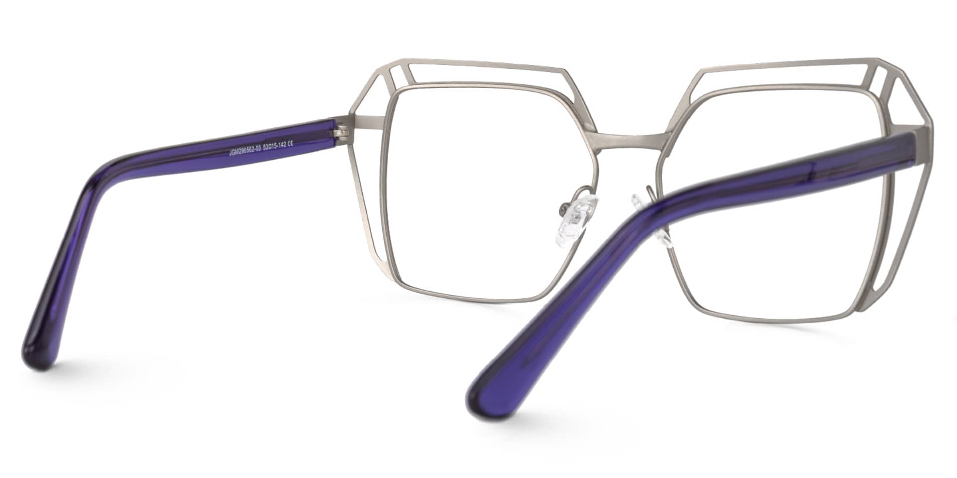 Murray Geometric Silver Glasses | Zeelool Glasses3