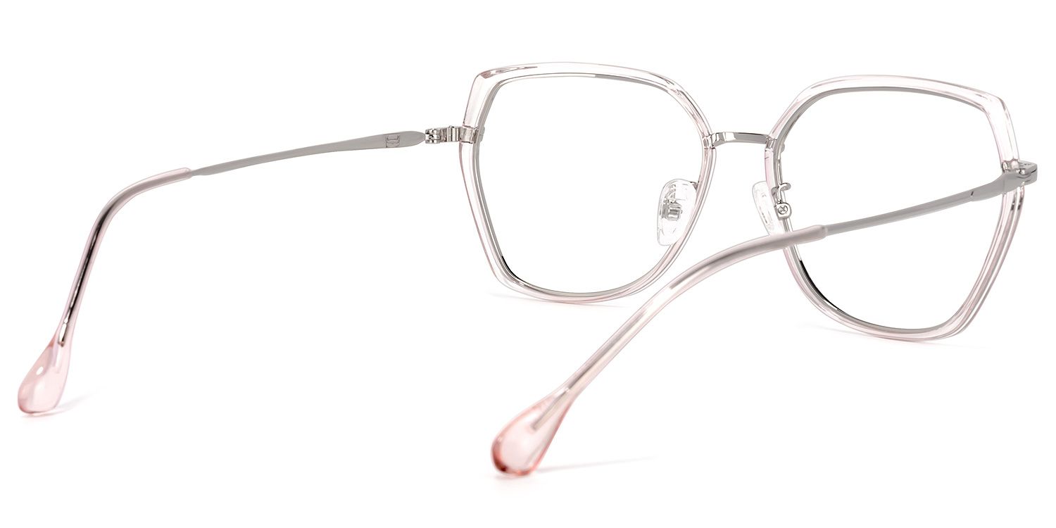 Noemi Geometric Pink-Silver Glasses | Zeelool Glasses4
