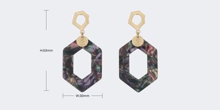 Vintage Hexagon Shaped Purple Stripe Earrings3