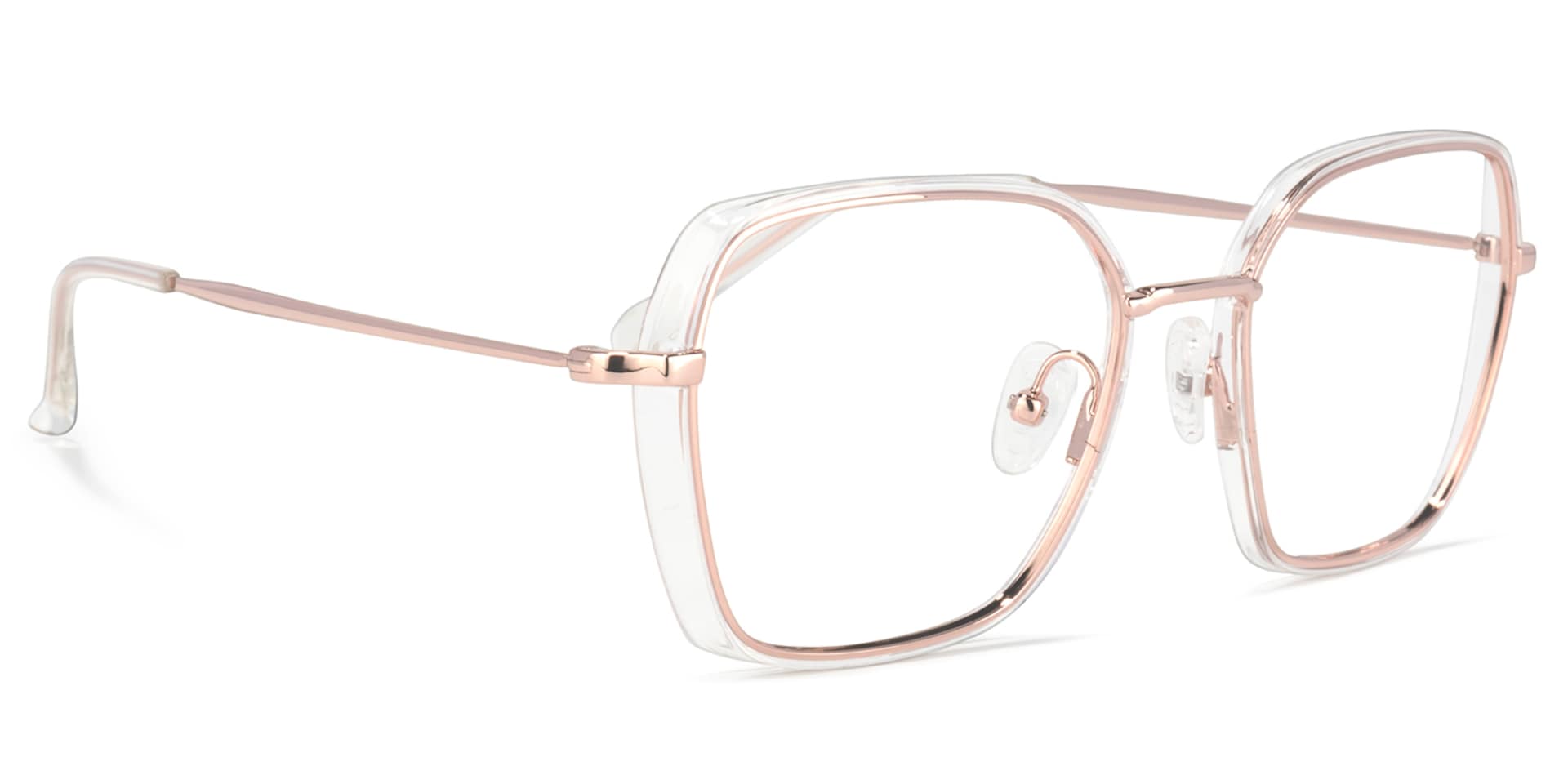 Natalee Square Rose-Gold Glasses | Zeelool Glasses2