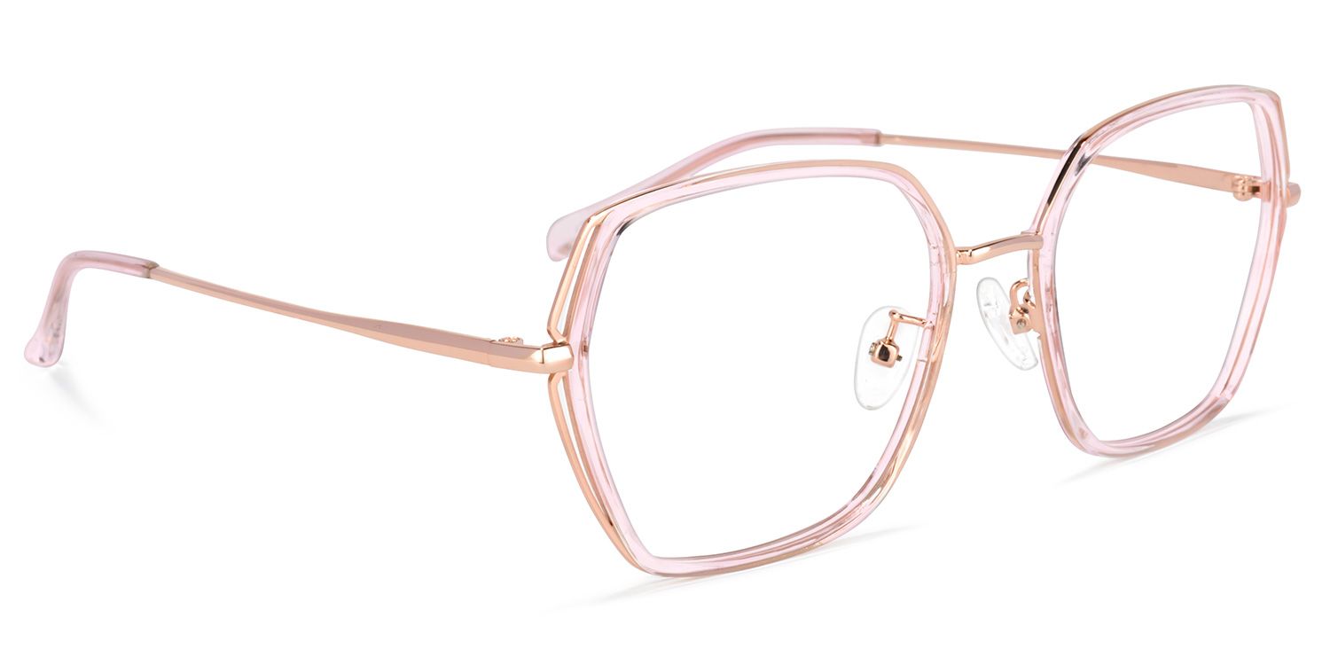 Odessa Geometric Pink Glasses | Zeelool Glasses2