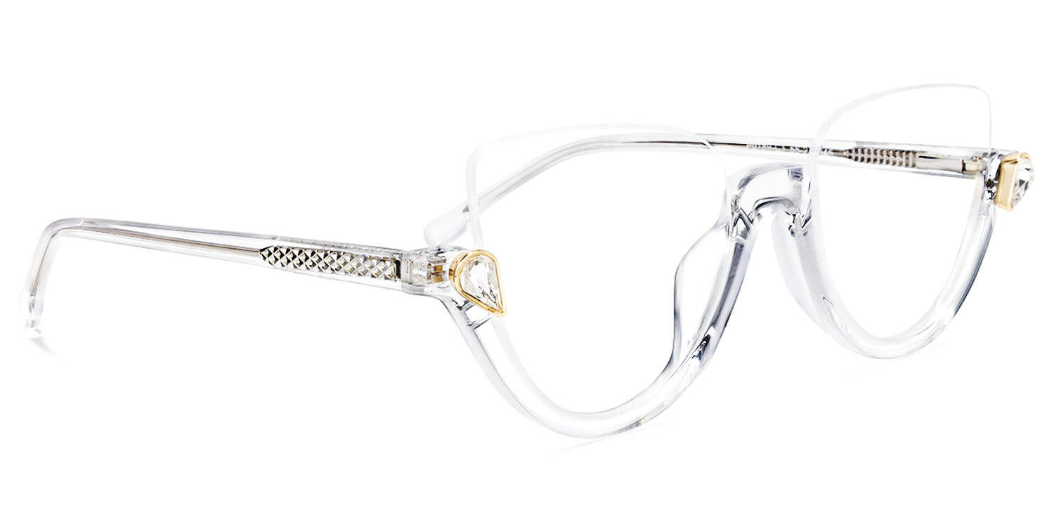 Felicia Crystal Cat Eye Semi-rimless Glasses | Zeelool Optical2