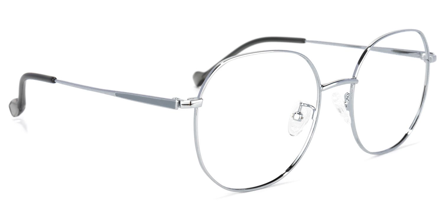 Qusay Round Silver Glasses | Zeelool Glasses2