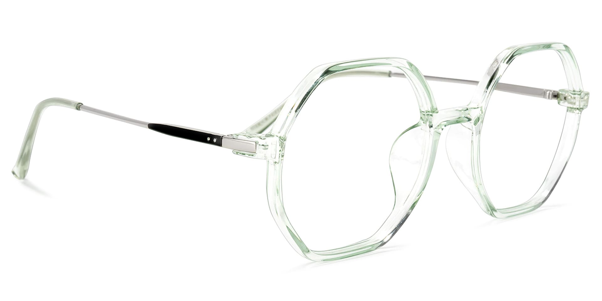 Tanner Geometric Light-Green Glasses | Zeelool Glasses2