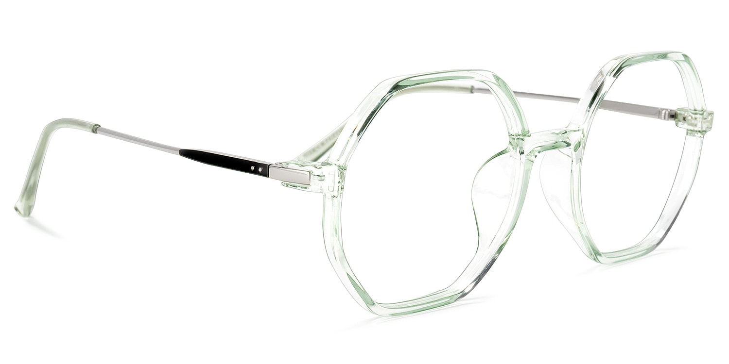 Tanner Geometric Light-Green Glasses | Zeelool Glasses2