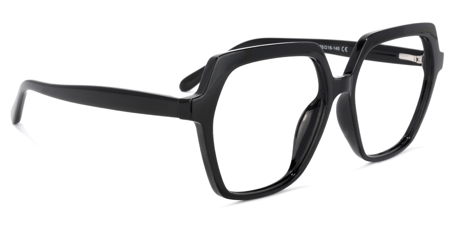 Norah Geometric Black Glasses | Zeelool Glasses2