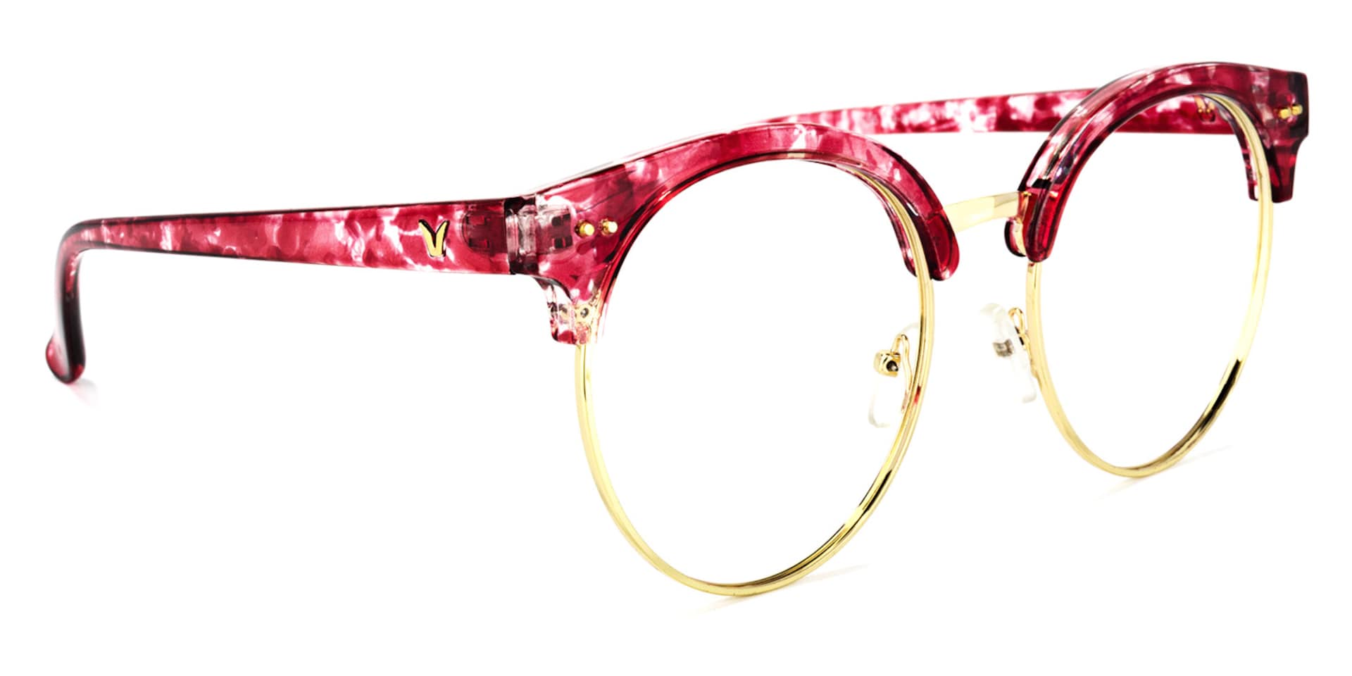 Tatiana Browline Red-Floral Glasses | Zeelool Glasses2