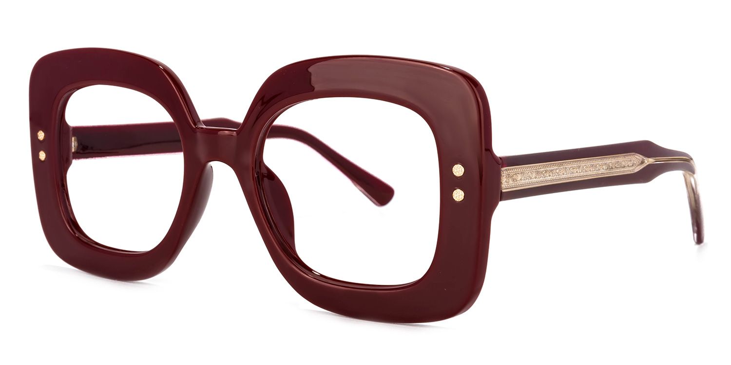 Eloise Square Dark-Red Glasses | Zeelool Glasses