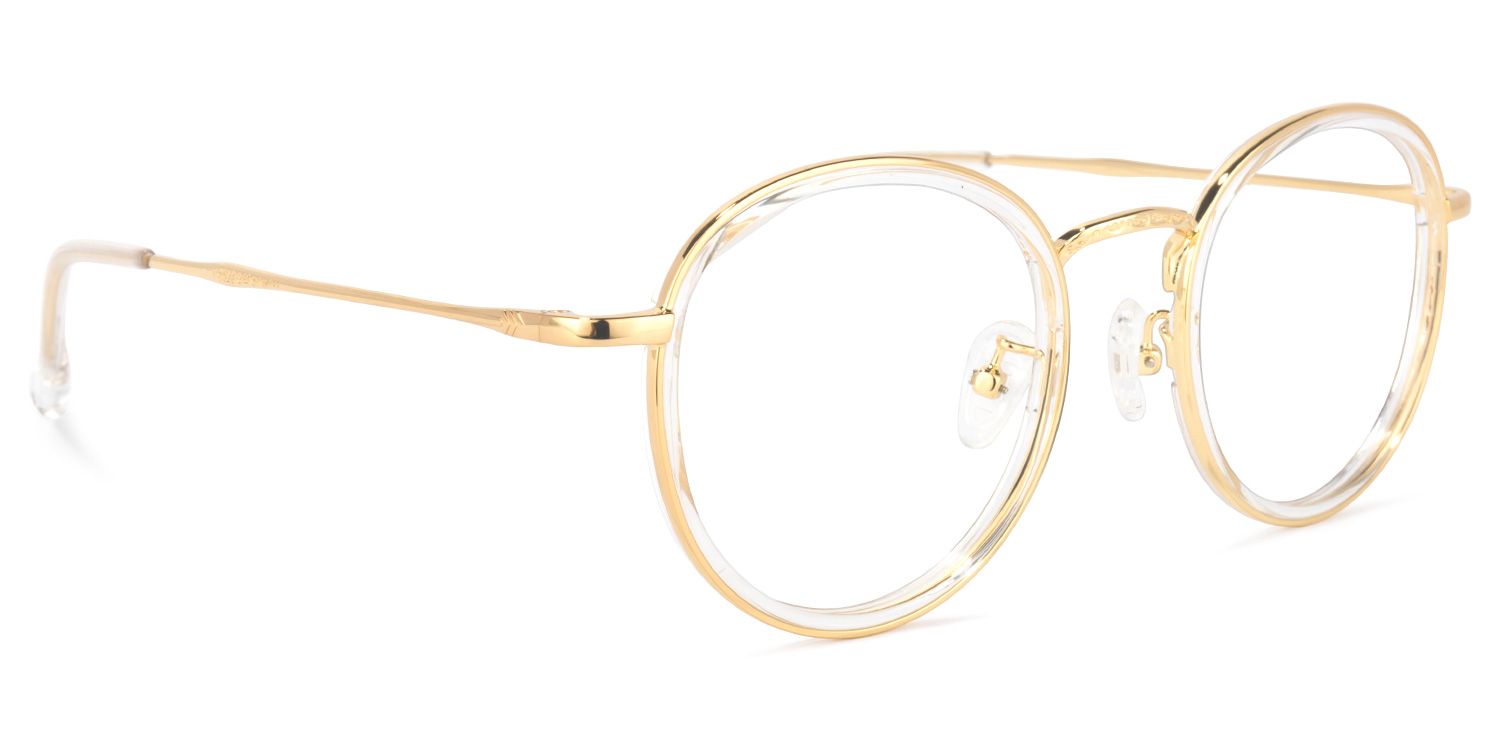 Yahya Round Gold-Clear Glasses | Zeelool Glasses2