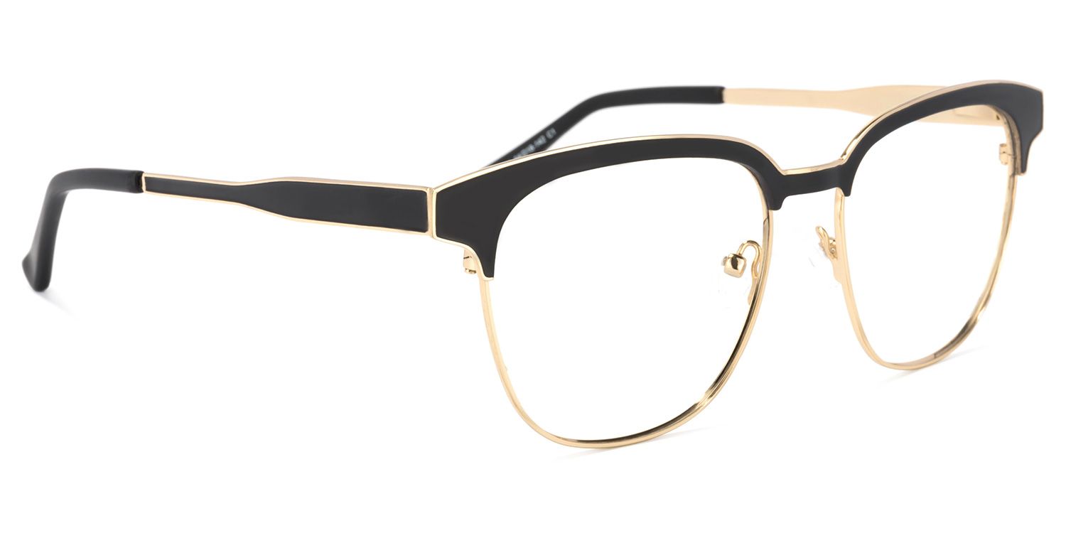 Wren Browline Black-Gold Glasses | Zeelool Glasses2