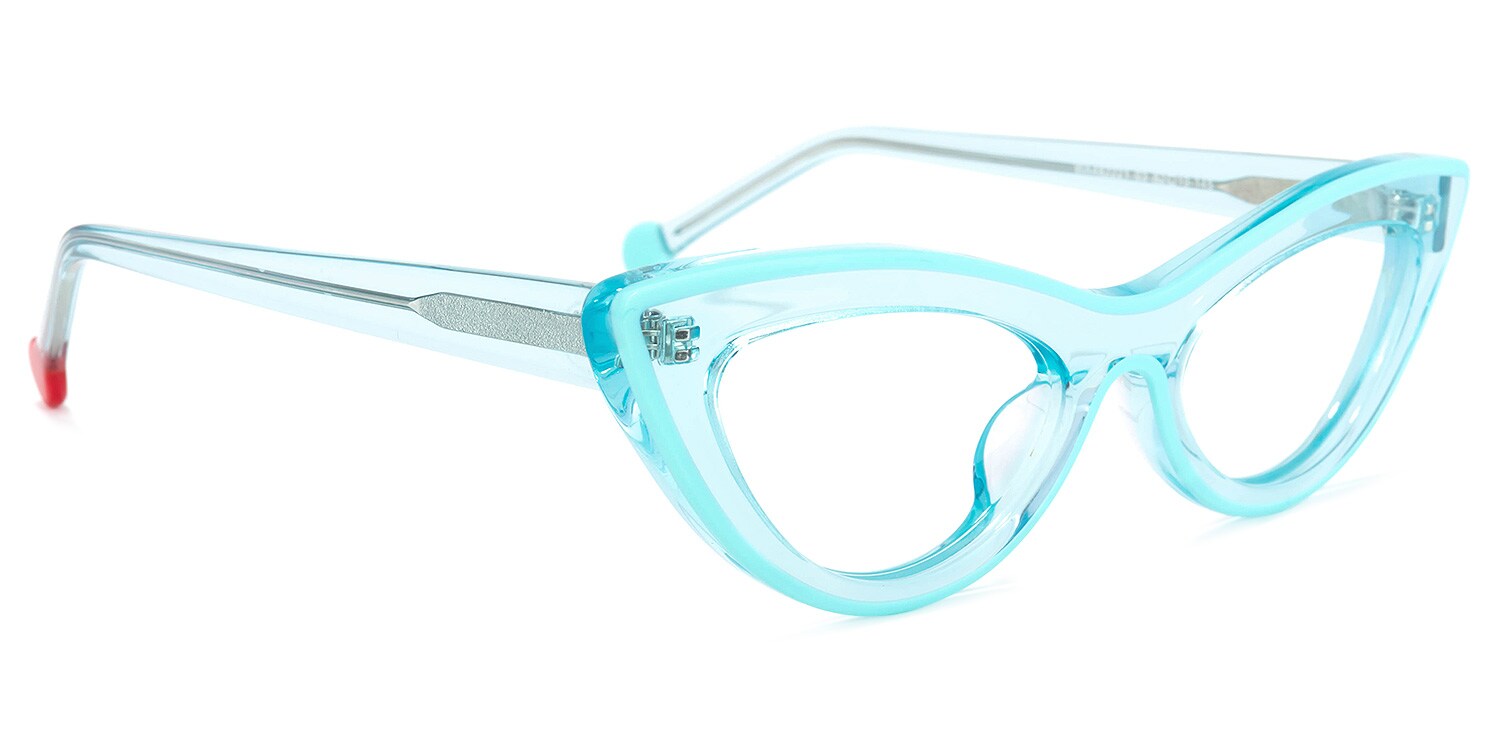 8.Blute Zurawskiさん専用 Yuki Cateye Light-Blue Glasses | Zeelool Glasses