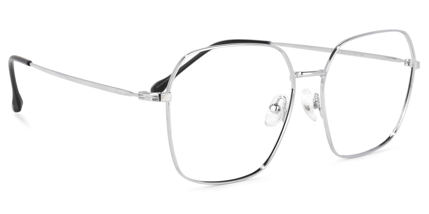Zander Square Silver Glasses | Zeelool Glasses2