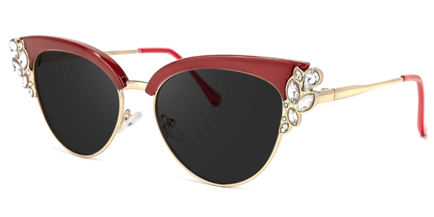 Hearn Cat Eye Red Sunglasses | Zeelool Glasses1