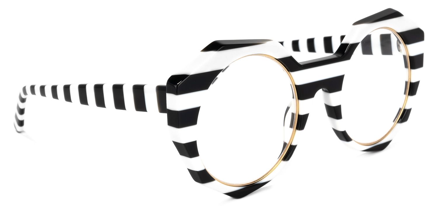 Bogar Geometric Black-White Glasses | Zeelool Glasses2