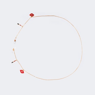 Stylish Red-Lips Lipstick Gold Chain2