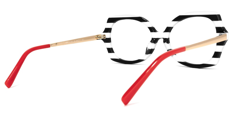 Sugarplum Geometric Black-White Glasses | Zeelool Glasses4