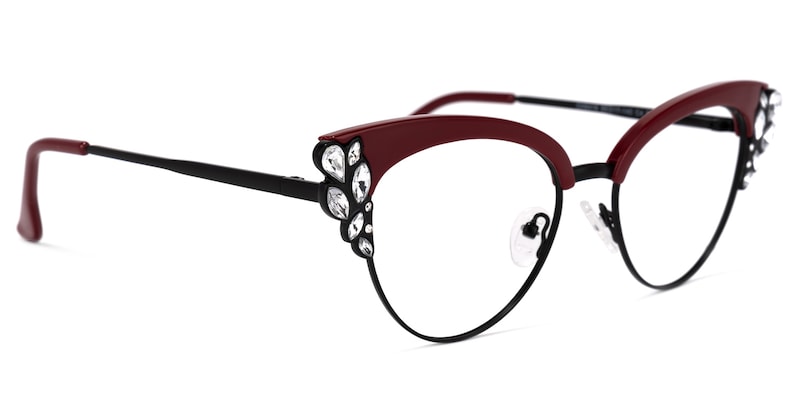 Hearn Cat Eye Dark-Red Glasses | Zeelool Glasses2