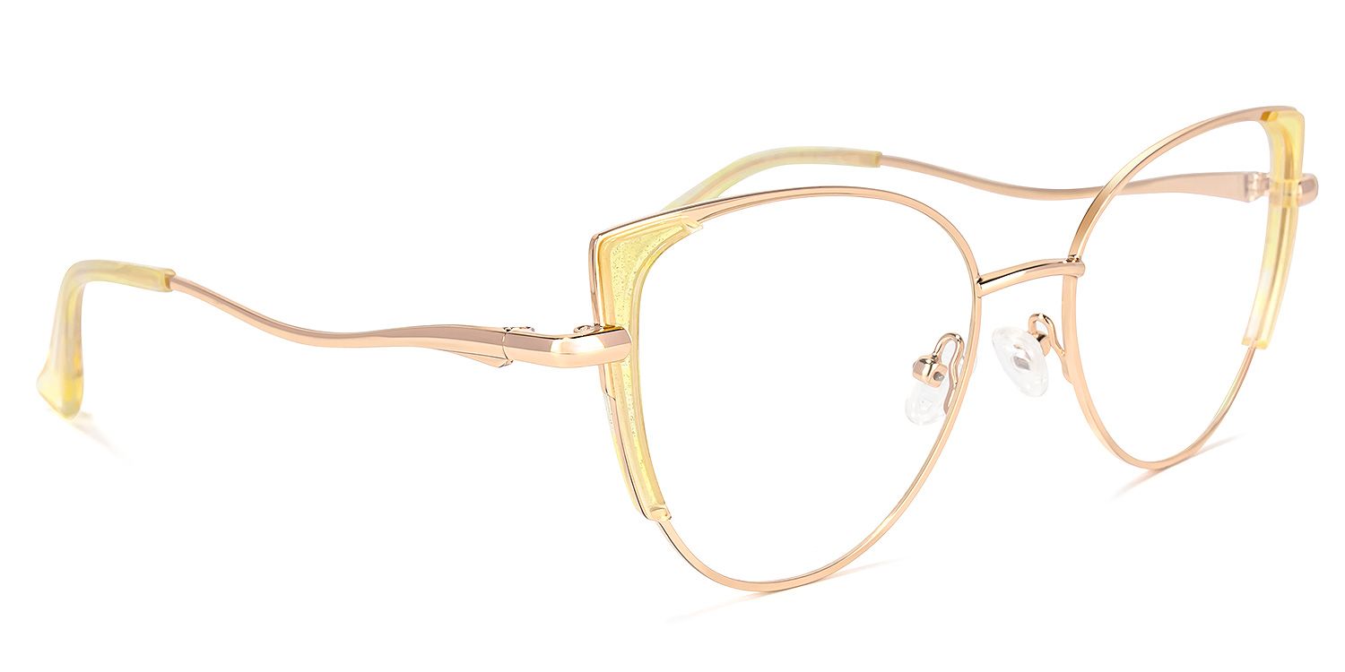 Hawraa Cateye Yellow Glasses | Zeelool Glasses2