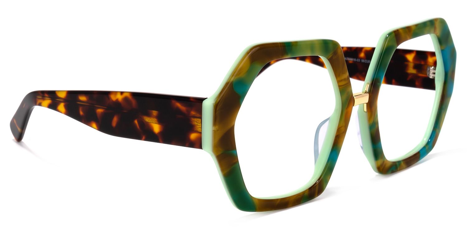 Otero Geometric Green-Yellow Glasses | Zeelool Glasses2