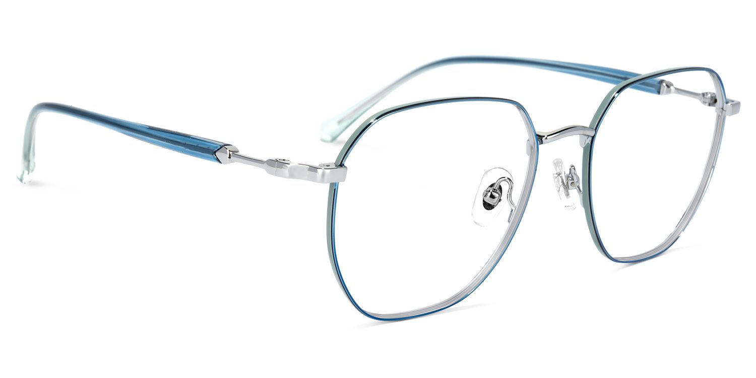 Veronica Geometric Blue Glasses | Zeelool Glasses2