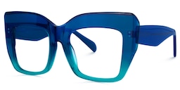 Charmaine Cat Eye Blue-Green Glasses3
