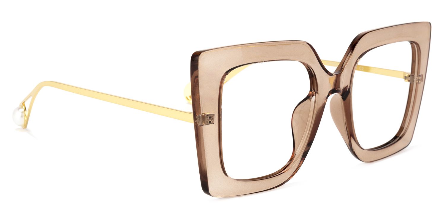Qatar Square Champagne Eyeglasses and Thick Frames2