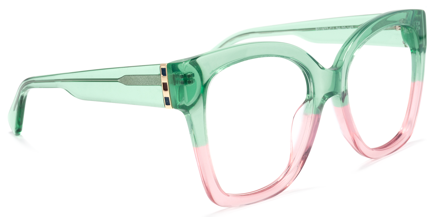Tyson Square Green-Pink Glasses | Zeelool Glasses2