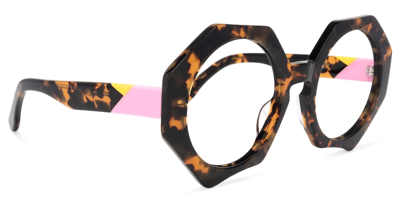 Hugh Geometric Tortoise-Gold Glasses | Zeelool Glasses1