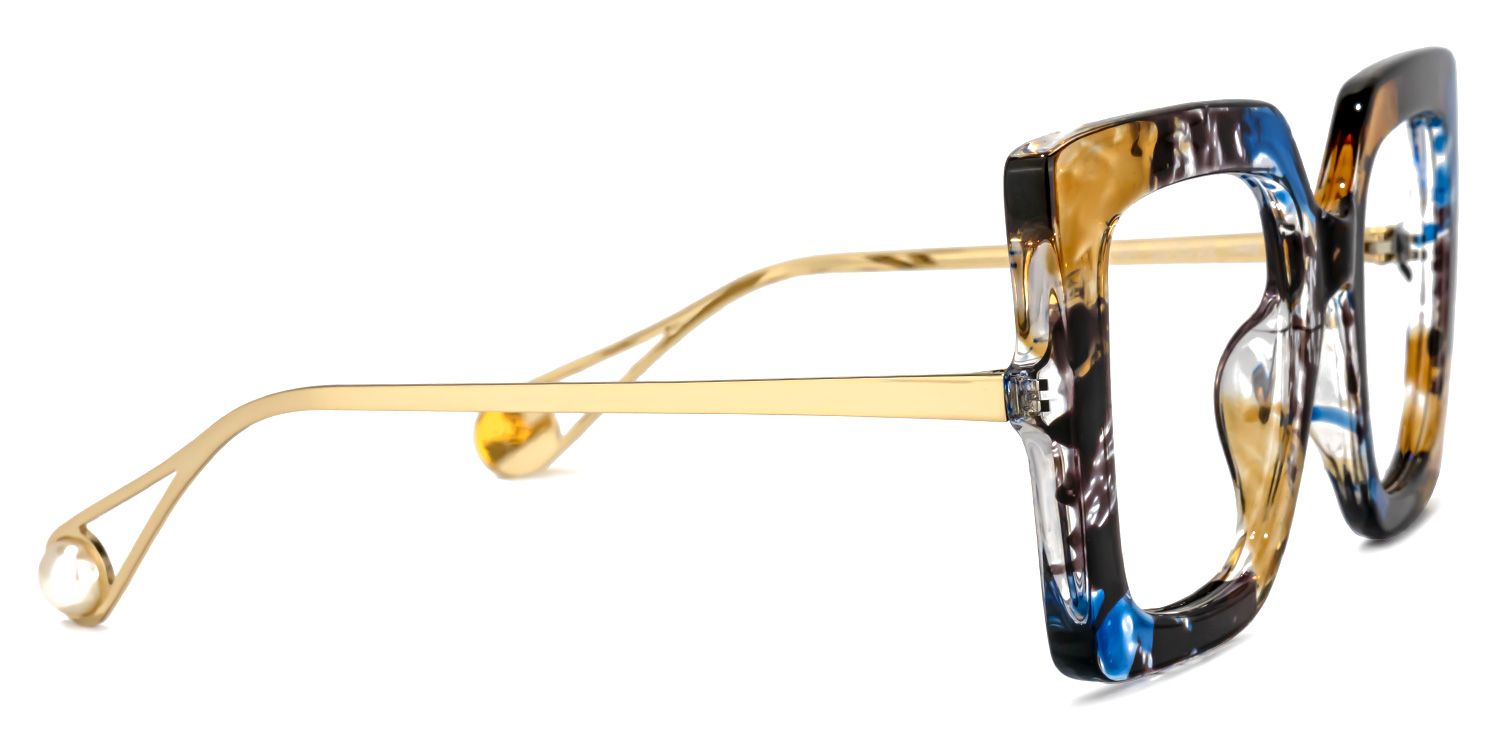 Qatar Square Blue/Black Eyeglasses & Floral Thick Frames2