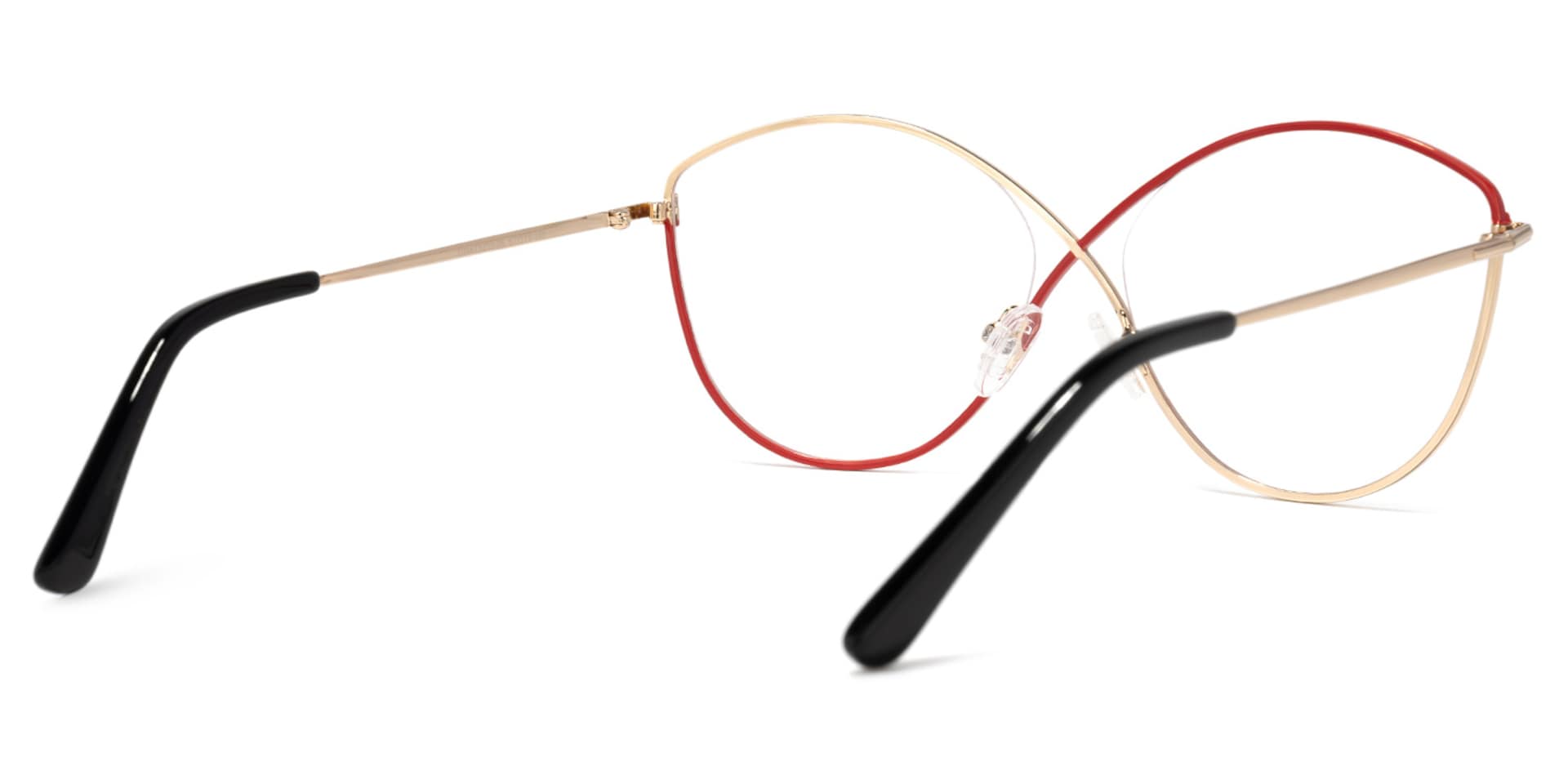 Garcia Geometric Red-Gold Glasses | Zeelool Glasses3