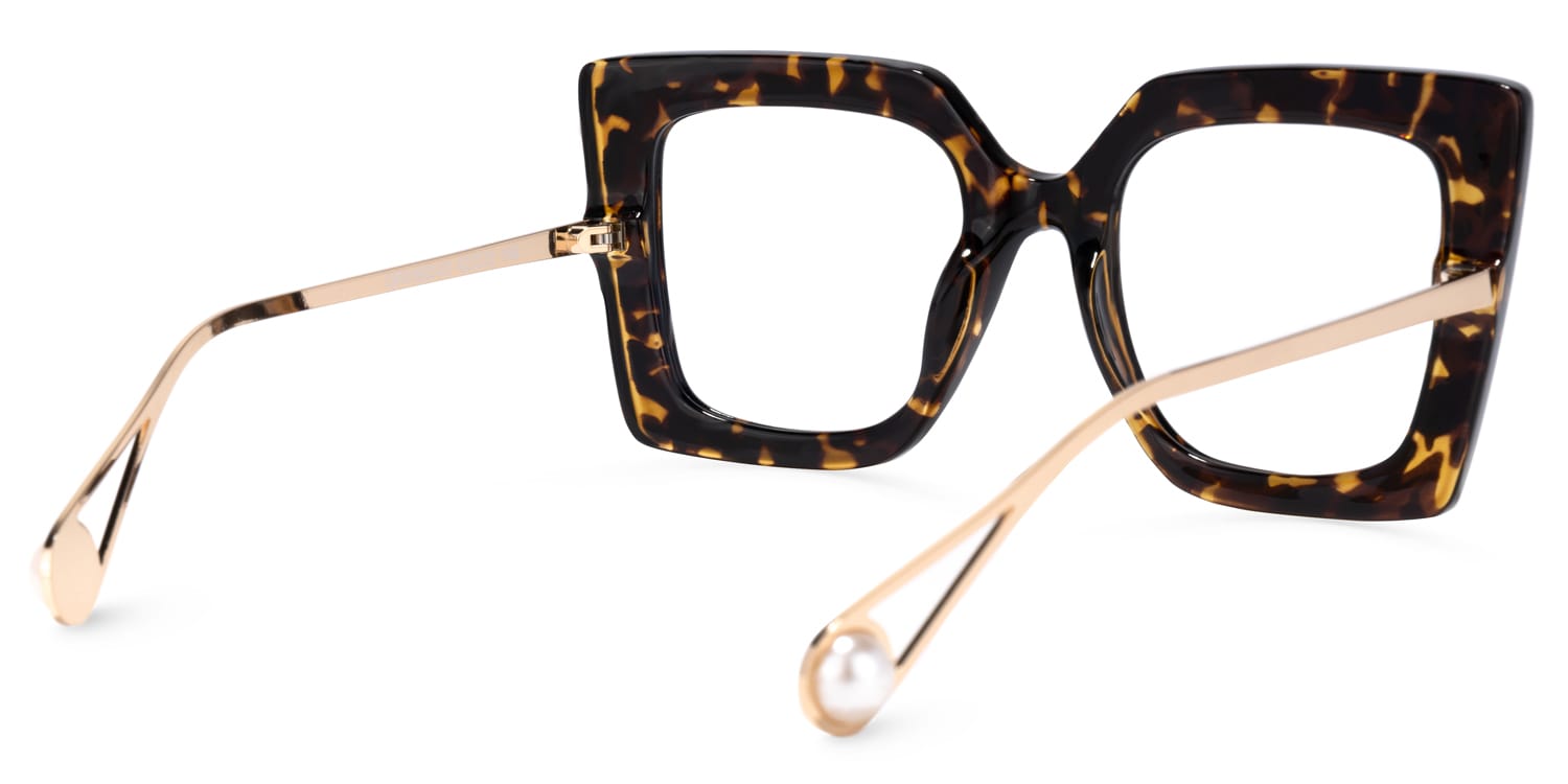 Qatar Square Tortoise-Gold Glasses | Zeelool Glasses3