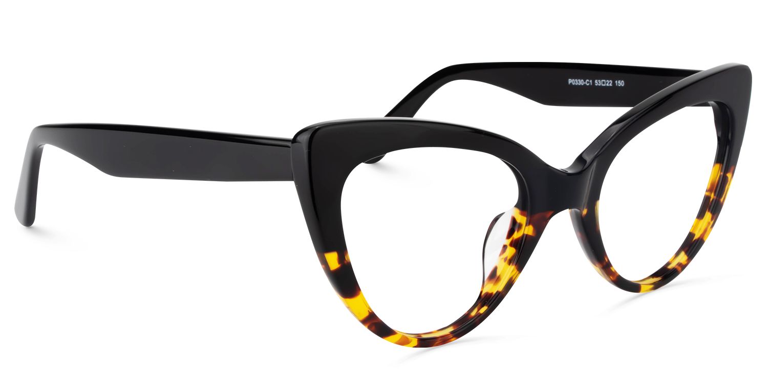 Claudette Cat Eye Glasses with Yellow Tortoise Frames2