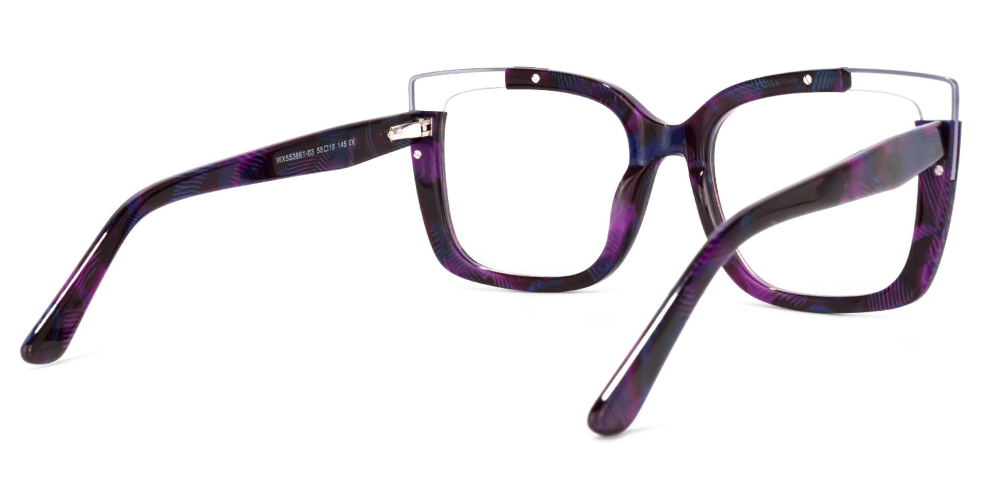 Dortch Square Purple-Floral Frame Glasses | Zeelool3