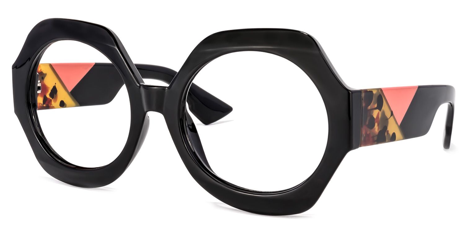 Geoffrey Geometric Black Glasses | Zeelool Glasses2