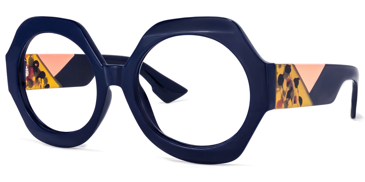 Geoffrey Geometric Dark-Blue Glasses | Zeelool Glasses1