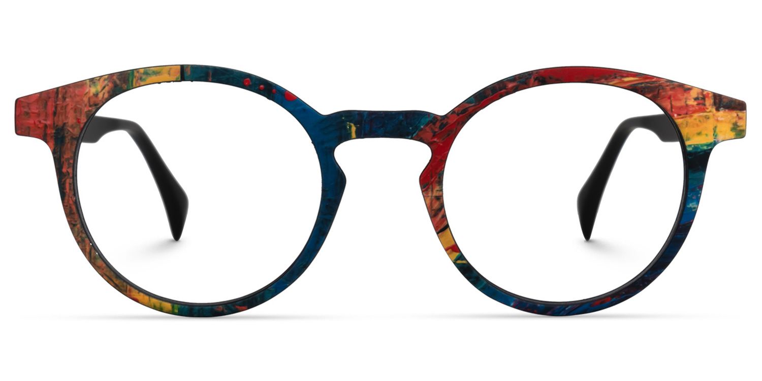 Street-Artist Round Blue-Red Glasses | Zeelool Glasses0