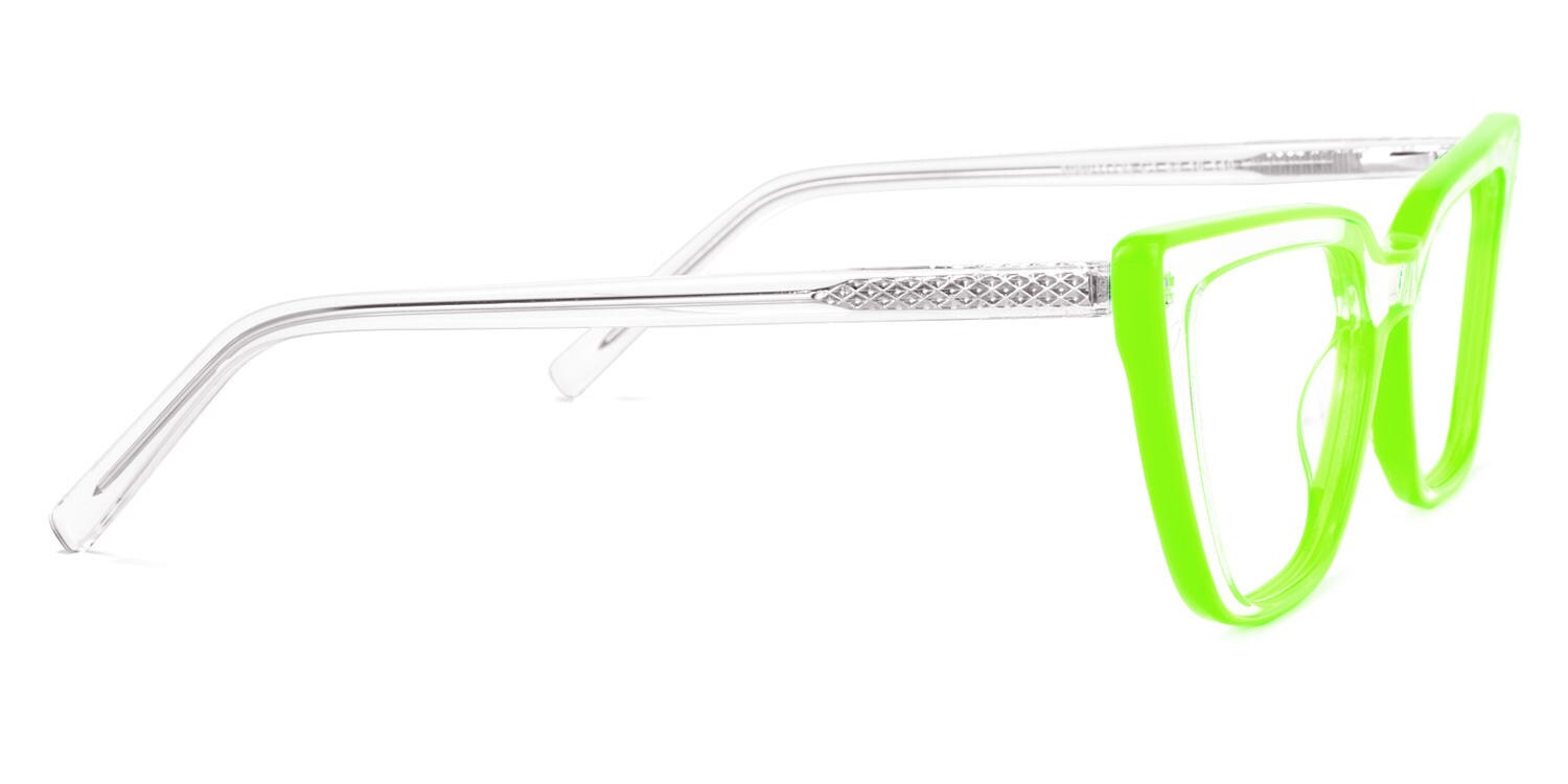 Zeelool Lime Green Cat Eye Glasses & Cyberpunk Frame1