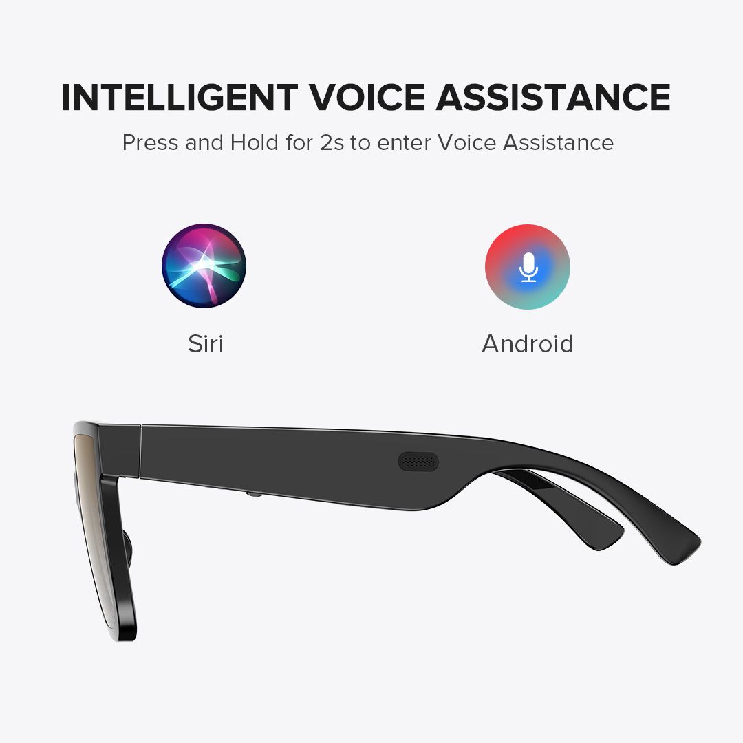 Boman Square Black Bluetooth Sunglasses | Zeelool Glasses4