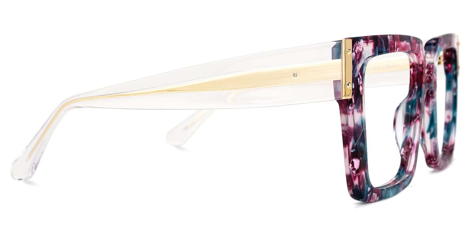 FLOWER サイズ0 Carrillo Square Floral Glasses | Zeelool Glasses