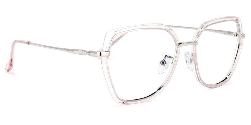 Noemi Geometric Pink-Silver Glasses | Zeelool Glasses2