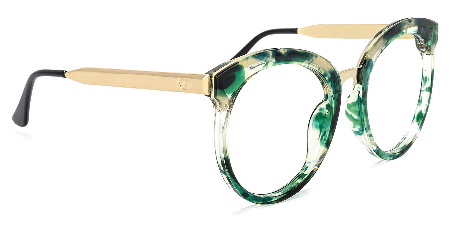 Penny Round Green-Floral Glasses | Zeelool Glasses2