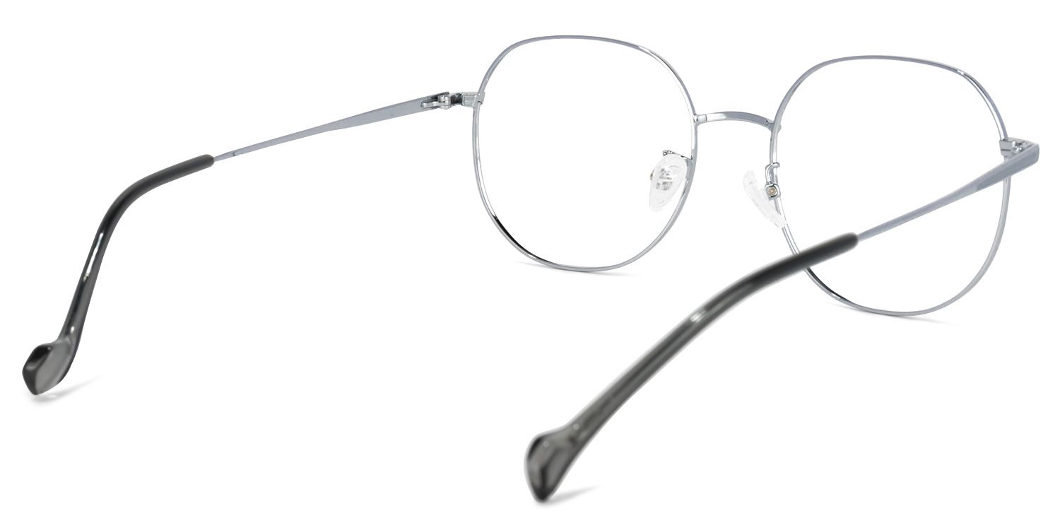 Qusay Round Silver Glasses | Zeelool Glasses4