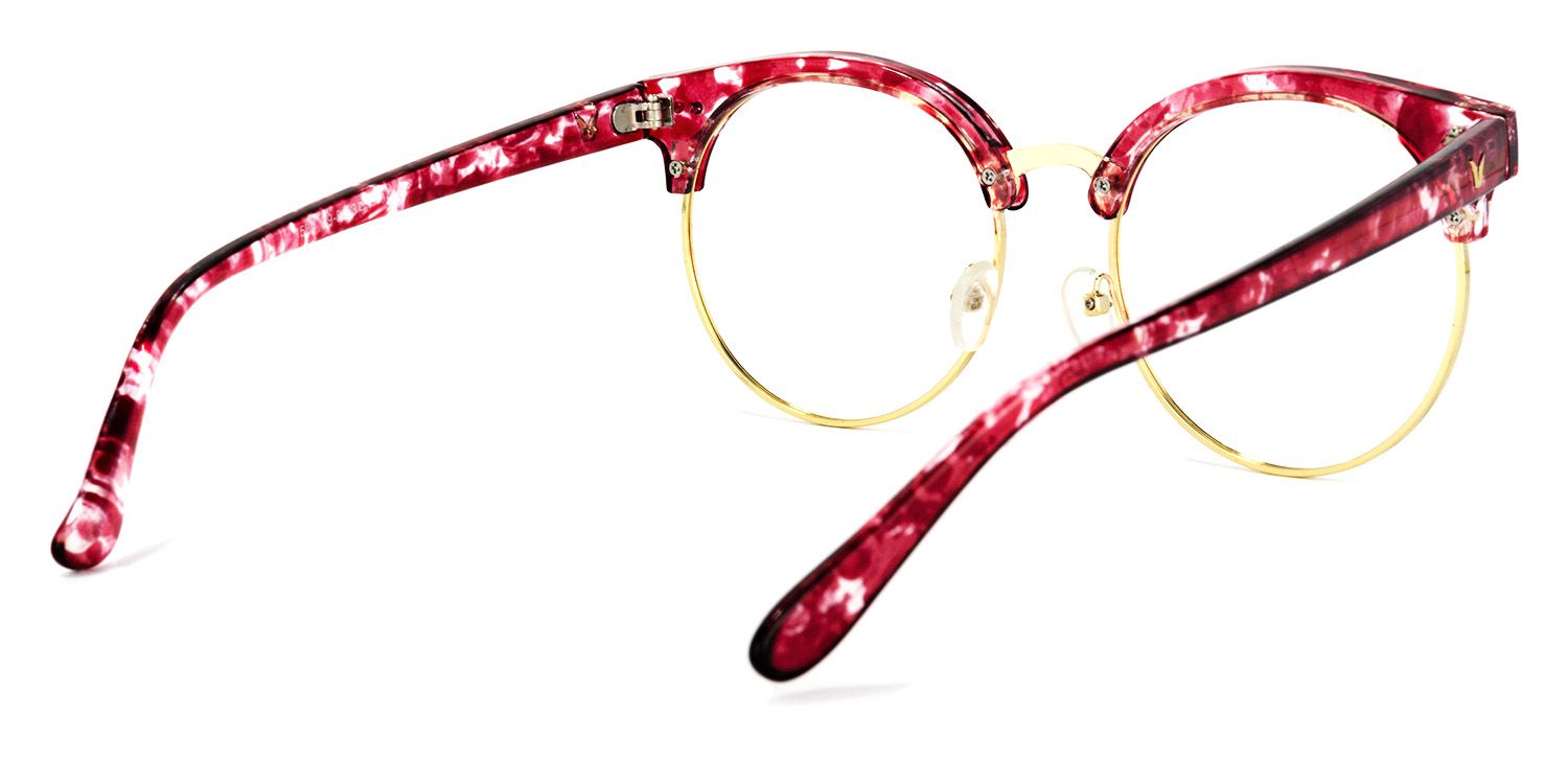 Tatiana Browline Red-Floral Glasses | Zeelool Glasses4