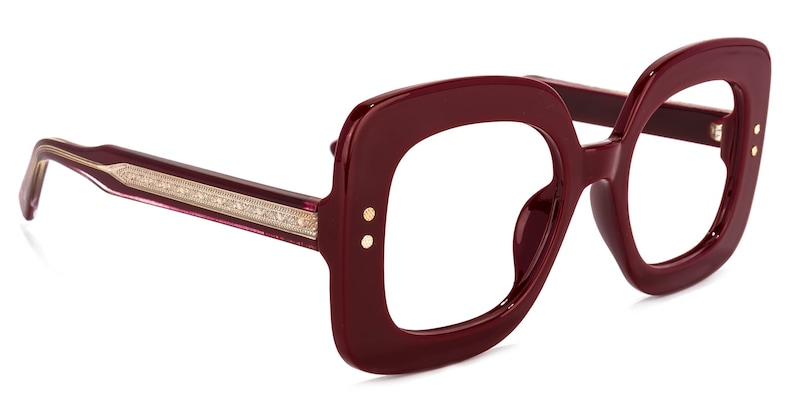 Eloise Square Dark-Red Glasses | Zeelool Glasses2