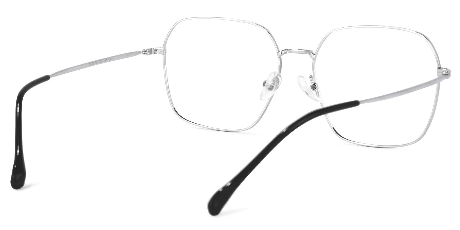 Zander Square Silver Glasses | Zeelool Glasses4