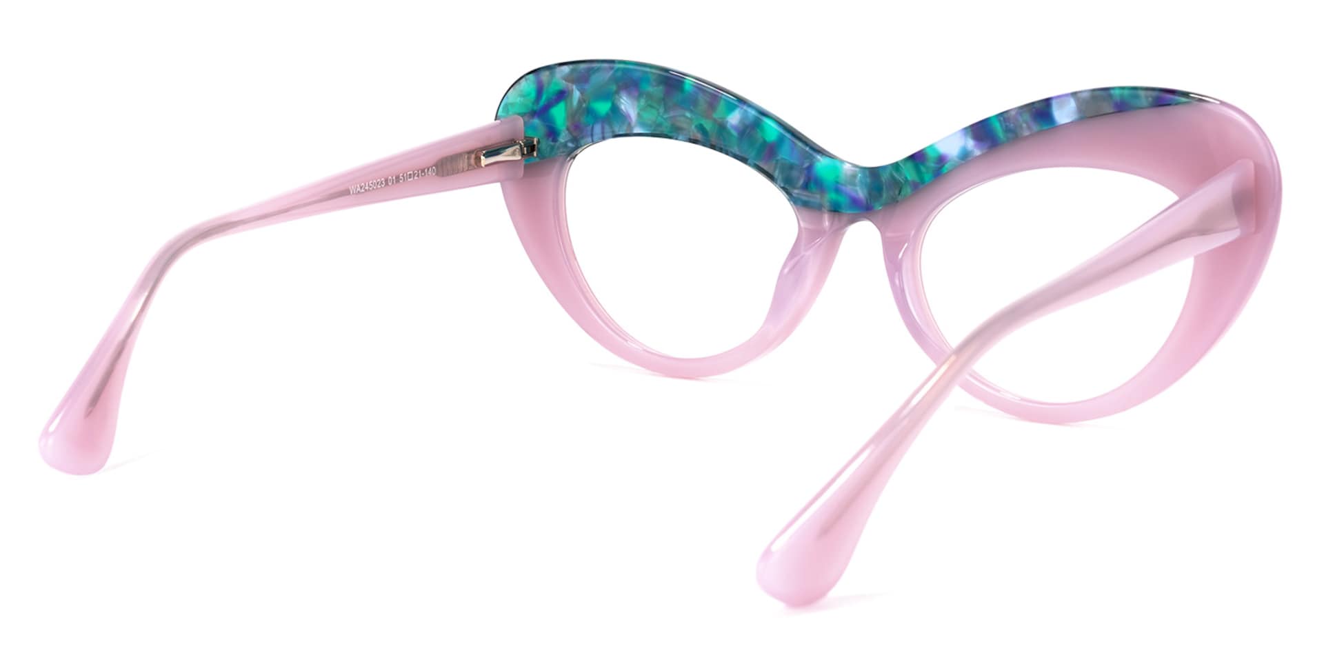 Bellamy Cateye Pink-Green Glasses | Zeelool Glasses4