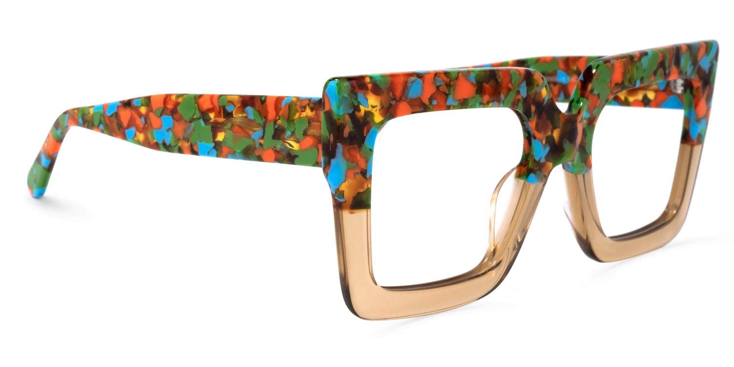 Brandon Eyeglasses -Square Beige Two-Tone Frame2