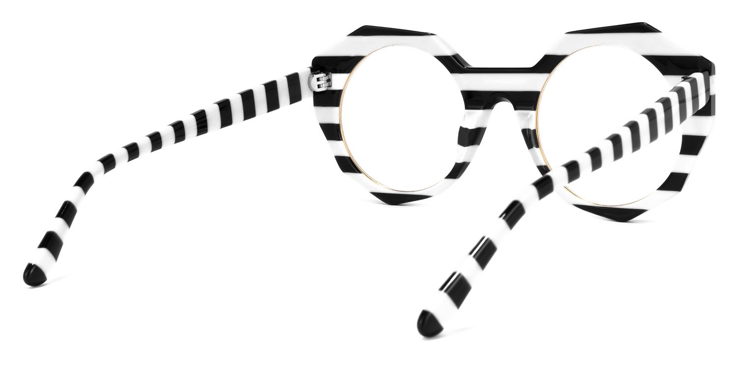 Bogar Geometric Black-White Glasses | Zeelool Glasses4
