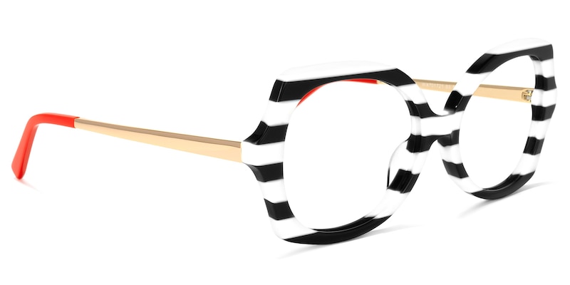 Sugarplum Geometric Black-White Glasses | Zeelool Glasses2